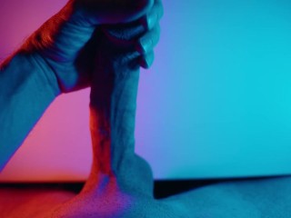 Stroking my Big White Cock under RGB Lighting (BWC)