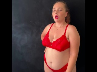 Smoking in my red lingerie