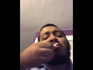 bbc cumming all over candy and eating cum