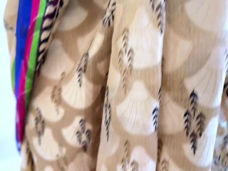 Indian Desi Hot Maid with Saree Blouse Cleaning my room while i was masturbating