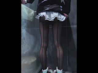 (伪娘)蔚蓝档案:杏山千纱黑丝色色自慰/ /ブルーアーカイブ: 杏山カズサエロいコスプレ！黒タイツ男の娘