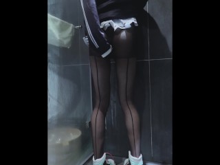 (伪娘)蔚蓝档案:杏山千纱黑丝色色自慰/ /ブルーアーカイブ: 杏山カズサエロいコスプレ！黒タイツ男の娘