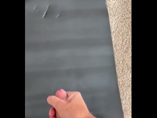 Massive cumshot all over my yoga mat