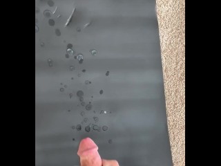 Massive cumshot all over my yoga mat