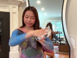 ASIAN BABE TITTIES OUT! TRANSPARENT TRY ON HAUL (NO UNDIES) 😳🎨