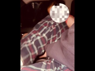 In the car at the night, very quick cum