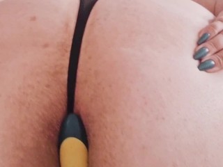 BBW Babe shows of the butt plug hiding between her cheeks | Huge Ass BBW