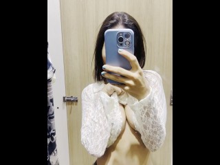 Slutty Indian girl pulls you into the changing room to show her pretty tits