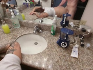 Tinder Date Gets Bent Over My Sink As I Fuck Her Ass