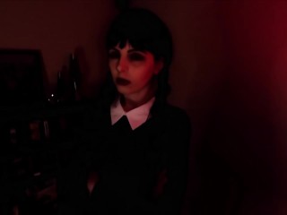 Wednesday Addams Cosplay fucked hard at Halloween - BWC Facial