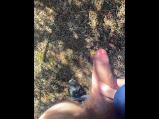 Jacking my uncut Monster Cock in Public Huge Cumshot