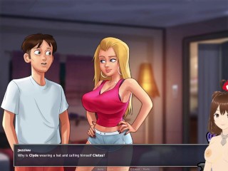 Summertime saga FHD #49 - Jerking off with my girlfriend's tits - Jazziuu - Gameplay