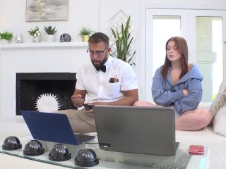 Petite Redhead Katerina DeVille Needs Tech Support Help And Gets Fucked Hardcore As Well