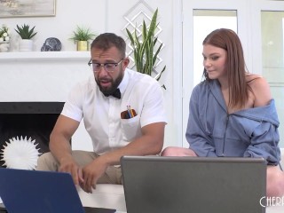 Petite Redhead Katerina DeVille Needs Tech Support Help And Gets Fucked Hardcore As Well