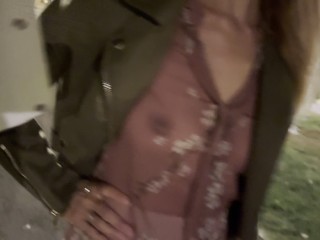 My hard pierced nipples are in the open in a sheer blouse in a bar. Touching my nipples in public