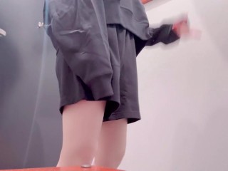 【店員さんと会話あり】試着室でシてない動画Japanese solo female
