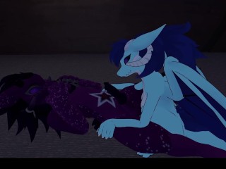 Horny dragon-girl fucks cute wickerbeast after a movie