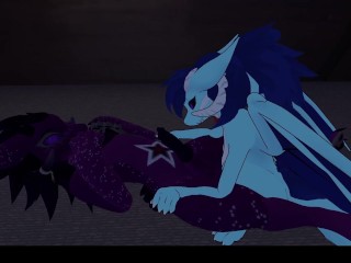 Horny dragon-girl fucks cute wickerbeast after a movie