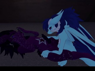 Horny dragon-girl fucks cute wickerbeast after a movie