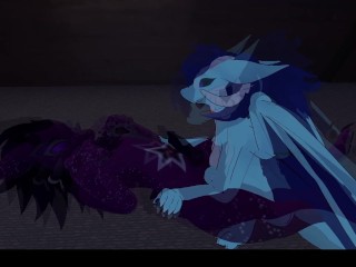 Horny dragon-girl fucks cute wickerbeast after a movie