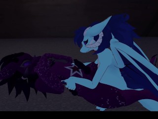 Horny dragon-girl fucks cute wickerbeast after a movie