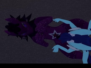 Horny dragon-girl fucks cute wickerbeast after a movie