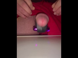 Masturbating and cuming using cock ring vibrator