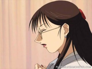 Anime lesbian group and masturbation session