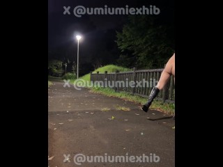 【女装露出】夜の公園で露出オナニー