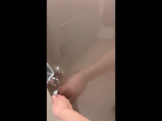 Extremely wet and creamy in public bathroom