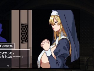 【シスターエリスの為に鐘は鳴るｰ実況】エロい格好した金髪爆乳シスターから色々と絞り取られちゃうドットアニメーションエロSLG