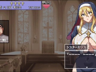 【シスターエリスの為に鐘は鳴るｰ実況】エロい格好した金髪爆乳シスターから色々と絞り取られちゃうドットアニメーションエロSLG