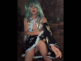 【女装】野外でコスプレオナニー【VOCALOID 初音ミク3】