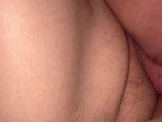 He fucks me and cums on my hairy hot MILF pussy after I give him a footjob in my nutty socks.