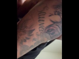 Fucking a hot milf from behind while I choke her with a belt around her neck