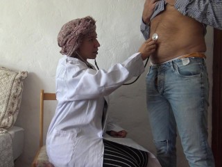 This Turkish doctor is SHOCKED!!! I take out my big cock in front of her.