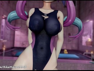 Shaking dance 2 - Minato Aqua (Swimsuit) 【MMD R-18】| Vtuber MMD