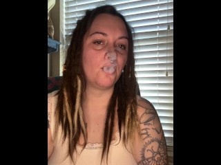 Smoking while my BF jacks off- full vid on OF