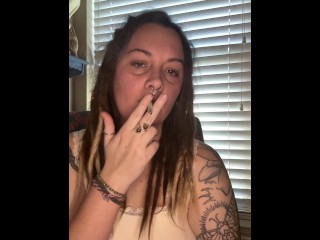 Smoking while my BF jacks off- full vid on OF