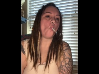 Smoking while my BF jacks off- full vid on OF