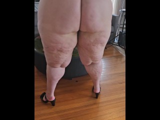 BBW Walking in G-string abs high heels