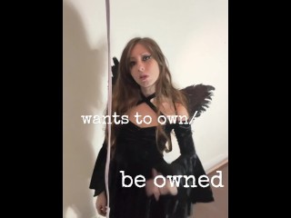 tiny evil angel clit rubbing selfie video