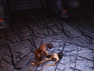 Imperial warrior fucked an elf in the monastery of High Hrothgar. Sex in Skyrim