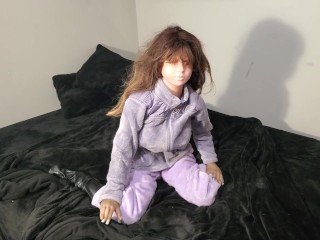 Cute Doll Chained & Fucked In Purple Fleece
