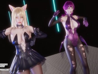 [MMD] Red Velvet - Monster Ahri Evelynn Sexy Kpop Dance League of Legends Hentai Uncensored 4K 60FPS