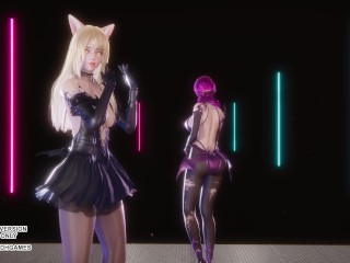 [MMD] Red Velvet - Monster Ahri Evelynn Sexy Kpop Dance League of Legends Hentai Uncensored 4K 60FPS