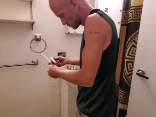 Cute Boy Deep Cleaning Bathroom