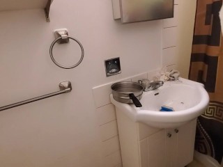 Cute Boy Deep Cleaning Bathroom