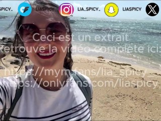 Vlog à Maurice, baise sur une plage publique et éjac sur des lunettes