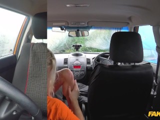 Fake Driving School - Glamour Model MILF with BIG TITS squirts and gets creampied